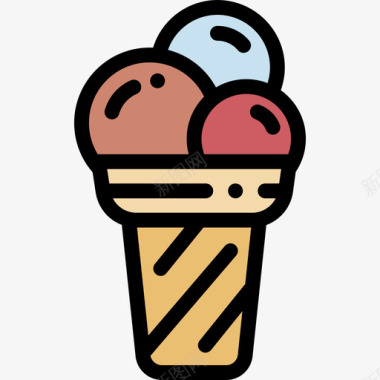 冰淇淋57岁生日线性颜色图标图标