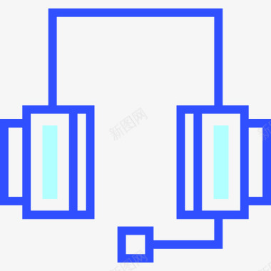 耳机多媒体和娱乐线性颜色图标图标