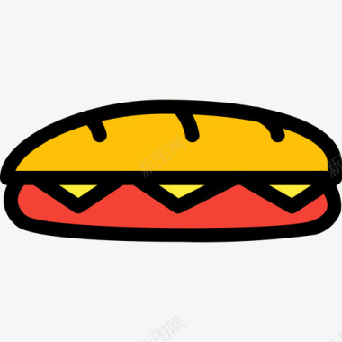 三明治食品90线性颜色图标图标