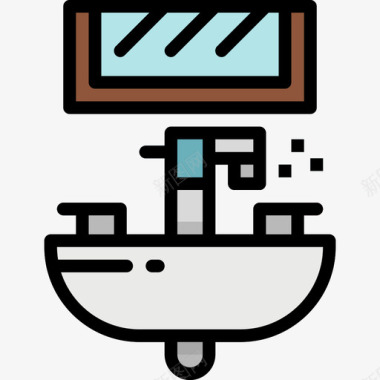 水槽清洁28线性颜色图标图标