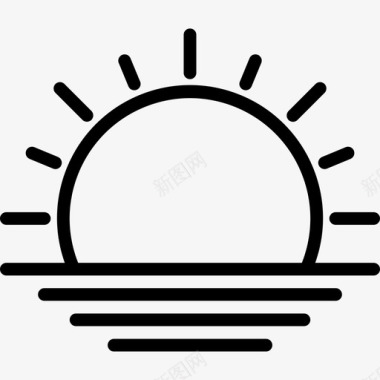 日落113号天气线性图标图标