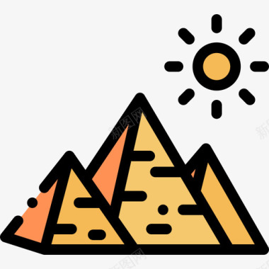 金字塔地理18线性颜色图标图标
