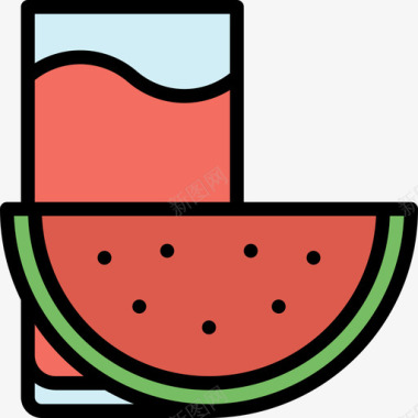 西瓜汁饮料5原色图标图标