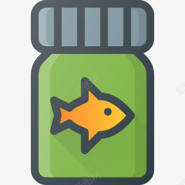 鱼食宠物配件线颜色图标图标