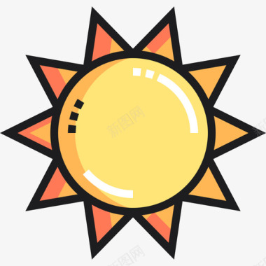 太阳热带10线性颜色图标图标