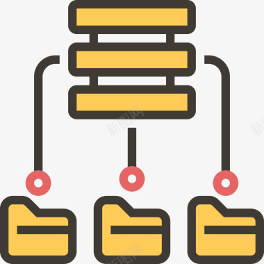 文件共享服务器和数据库黄色阴影图标图标