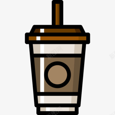 冷咖啡咖啡店的图标线性颜色图标