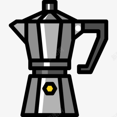 水壶咖啡店填充图标线性颜色图标