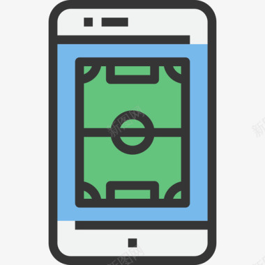 智能手机足球14线性颜色图标图标