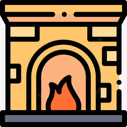 壁炉家装9线性颜色图标svg_新图网 https://ixintu.com 壁炉 家装9 线性颜色