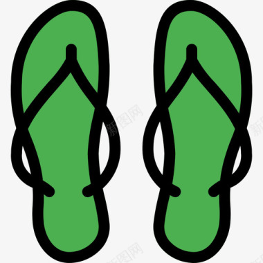 拖鞋衣服和附件2线性颜色图标图标
