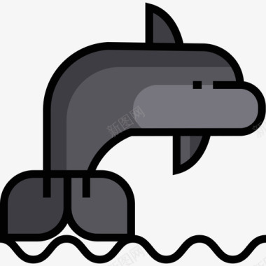 海豚水手3线性颜色图标图标