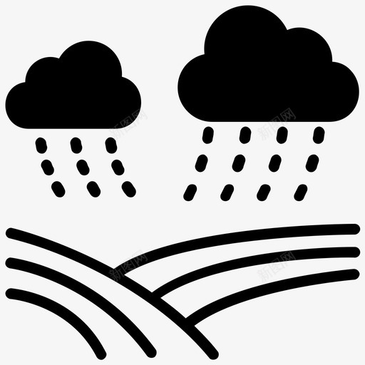 多雨气候多云天气预报多云天气图标svg_新图网 https://ixintu.com 多云天气 多云天气预报 多雨天气 多雨气候 大雨 带有农田字形图标的景观