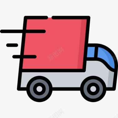 送货车电子商务58线性颜色图标图标