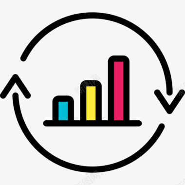 条形图社会营销2线性颜色图标图标
