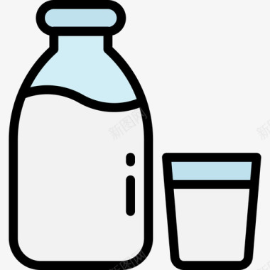 牛奶饮料5线性颜色图标图标