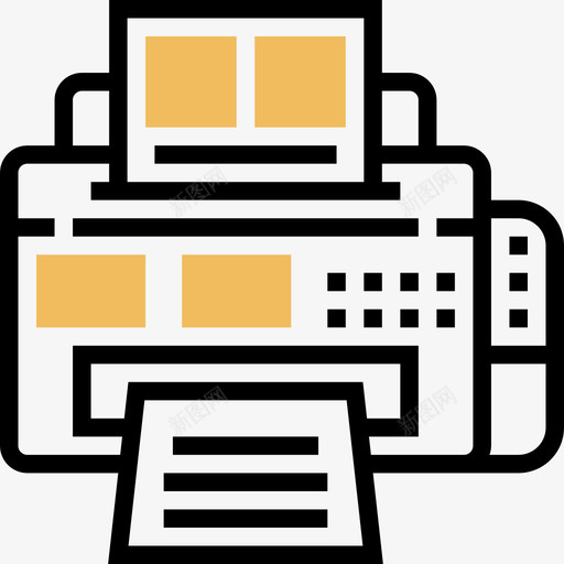 打印机技术设备2黄色阴影图标svg_新图网 https://ixintu.com 打印机 技术设备2 黄色阴影
