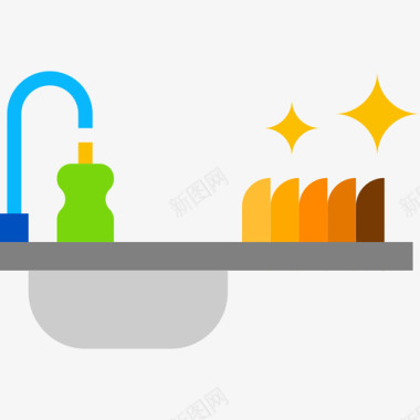 水槽清洁和家务2平的图标图标