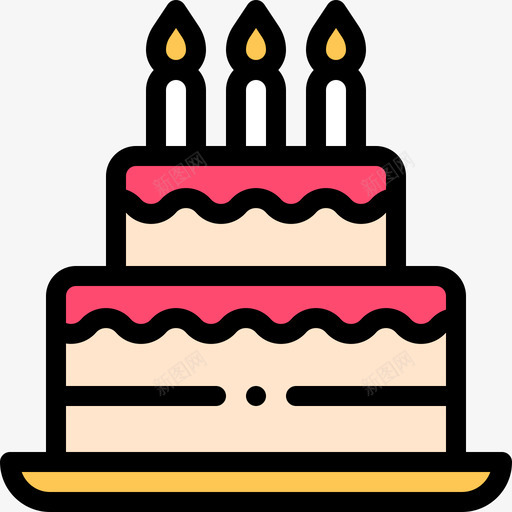 生日蛋糕夏季派对20线性颜色图标svg_新图网 https://ixintu.com 夏季派对20 生日蛋糕 线性颜色