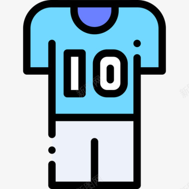 足球运动衫17号足球服线性颜色图标图标