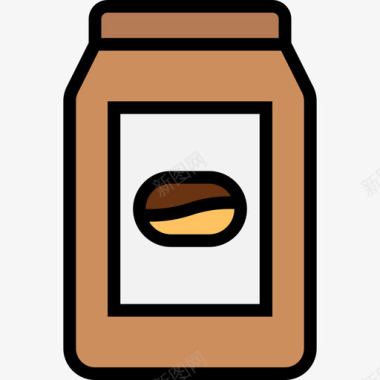 咖啡袋饮料5线性颜色图标图标