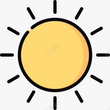 太阳热带18线形颜色图标图标