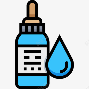 滴管水疗元素线性颜色图标图标