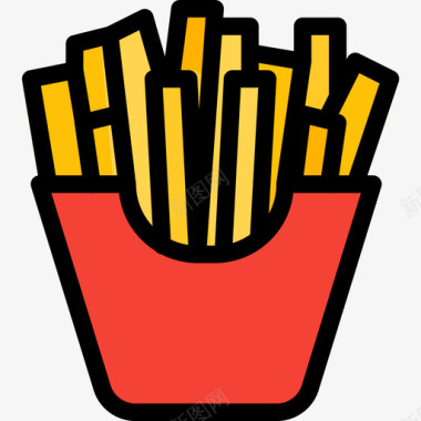 薯条食品90原色图标图标