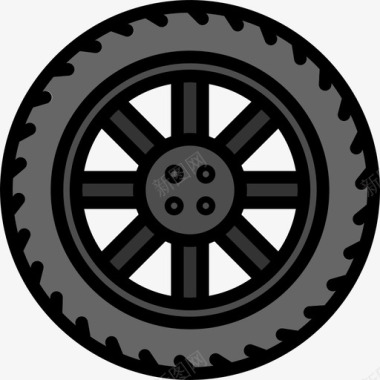 轮胎汽车修理4线颜色图标图标