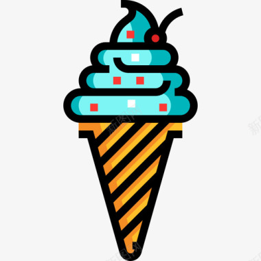 冰淇淋夏季21线性颜色图标图标