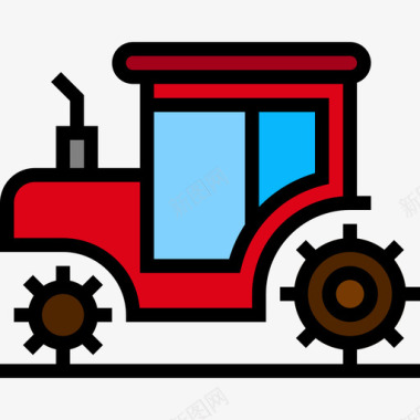 拖拉机农业和园艺4线性颜色图标图标