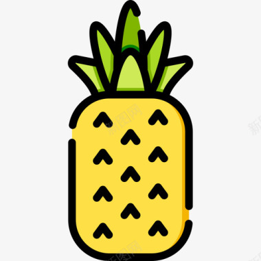 菠萝热带7线形颜色图标图标