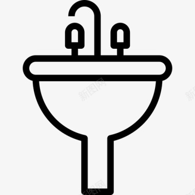 水槽家装浴室线性图标图标