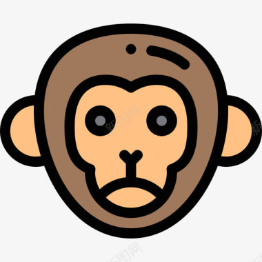 猴子动物园5线性颜色图标图标