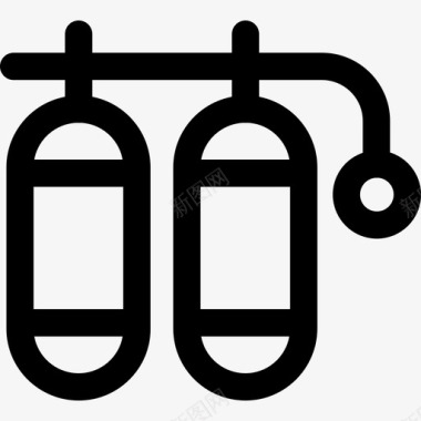 氧气罐安全5线性图标图标