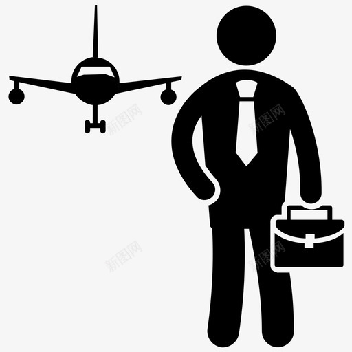 飞机降落航空旅行人类象形图图标svg_新图网 https://ixintu.com 人类象形图 旅游者 机场人字形图标 航空旅行 飞机降落