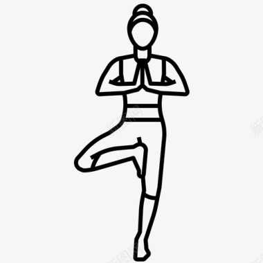 瑜伽姿势身体平衡瑜伽姿势轮廓图标图标