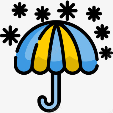 伞冬季自然11线型颜色图标图标