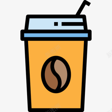 咖啡杯咖啡店50线性颜色图标图标
