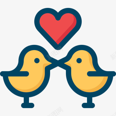 爱情鸟爱情和婚礼2线性颜色图标图标