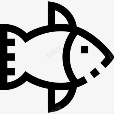 鱼类农场和花园直线型图标图标