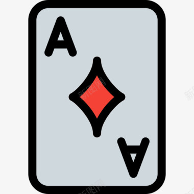 扑克牌休闲娱乐线条色彩图标图标