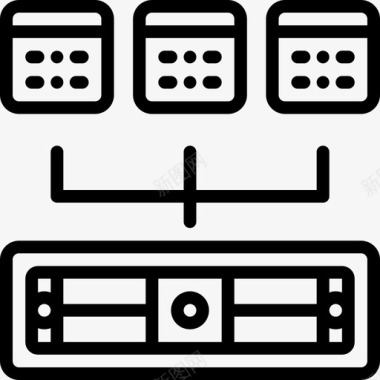 服务器网络和数据库13线性图标图标