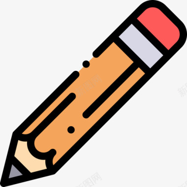 铅笔木匠元素线颜色图标图标