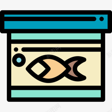 鱼类食品宠物店27线性颜色图标图标