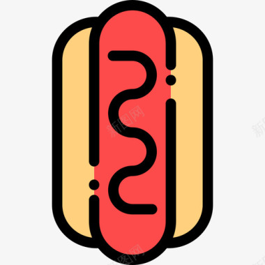热狗烧烤4线性颜色图标图标