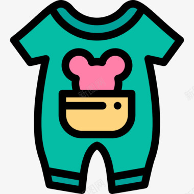 婴儿服装婴儿57线性颜色图标图标