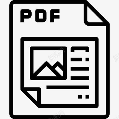 Pdf文件类型和格式线性图标图标
