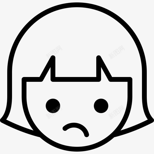 不开心表情脸图标svg_新图网 https://ixintu.com 不开心 女孩 脸 表情 轮廓表情