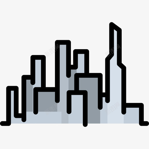 建筑市中心2线性颜色图标svg_新图网 https://ixintu.com 市中心2 建筑 线性颜色